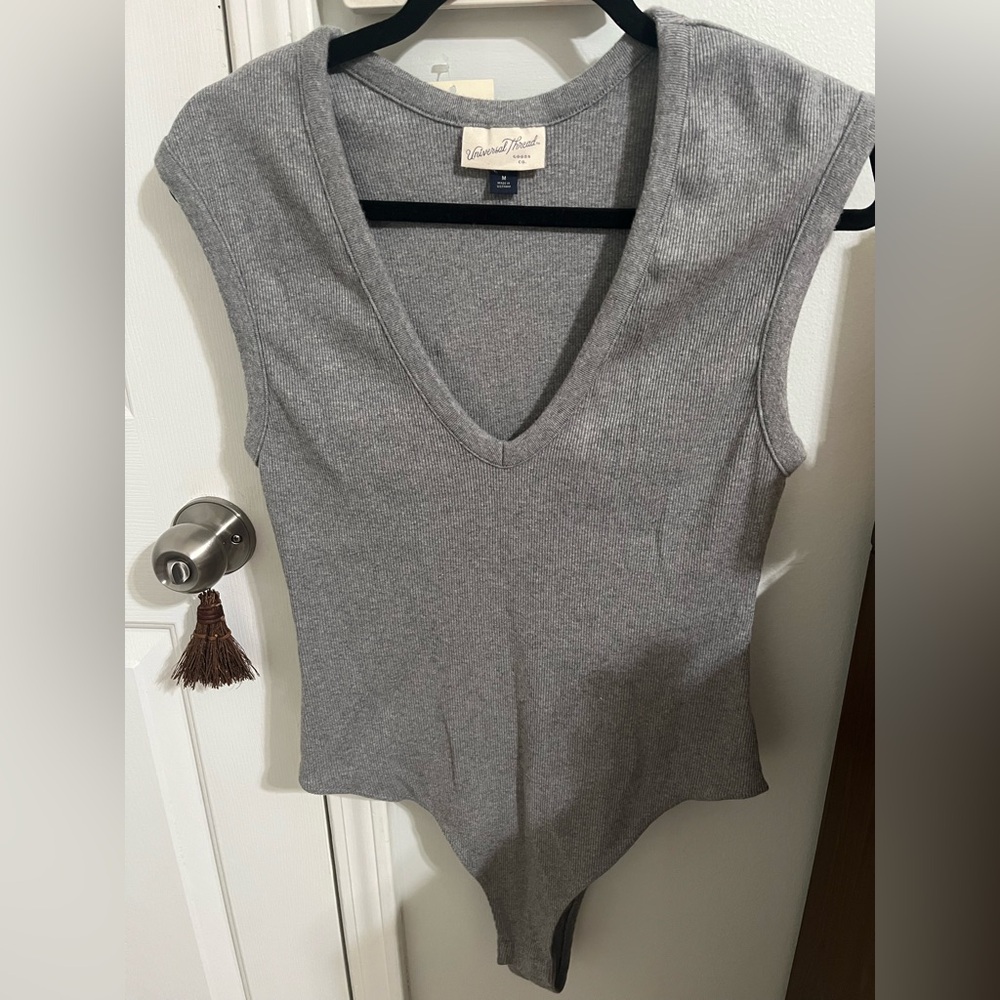 Universal Thread Heather Gray V-Neck Bodysuit